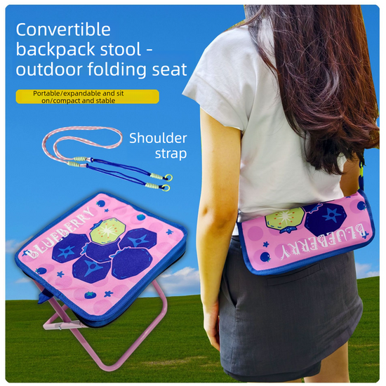 UPortable folding camping chair,  versatile folding chair for outdoor fishing, waiting in line, and picnics—Orange Passion Fruit Pattern