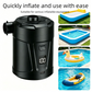 Outdoor Camping Digital Electric Air Pump, 5200mAh Built-in Battery, for Air Mattresses and Swim Rings - Black
