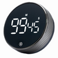 Rotating Magnetic Digital Timer, LCD Display Kitchen Timer with 3 Volume Levels, for Cooking, Studying, and Office Use—Black