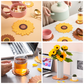 6-Pack - Sunflower-Shaped PVC Heat-Resistant Placemat, Non-Slip Trivet for Bowls, Pots & Cups - Brown