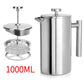 304 Stainless Steel French Press Coffee Maker, Household Hand-Brew Coffee Pot, Tea Filter Pot—1000ML