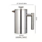 304 Stainless Steel French Press Coffee Maker, Household Hand-Brew Coffee Pot, Includes One Filter – 1000ML