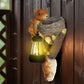 Retro Squirrel Lantern Solar-Powered Outdoor Wall Light, Solar-Powered with Light Sensor, Outdoor Garden and Courtyard Wall Decor, Balcony and Tree-Mounted Ambiance Night Light, Courtyard Statue and Ornament