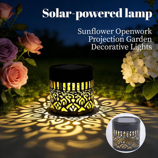 Solar-Powered Wrought Iron Mandala Pattern Openwork Projection Light, Courtyard and Garden Mood Light, Outdoor Waterproof Wrought Iron Garden Light, Lawn Night Light - 1-Pack