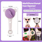 4-in-1 Multi-Function Can Opener, Essential Kitchen Tool for Opening Lids, Multi-Size Bottle Opener - Purple