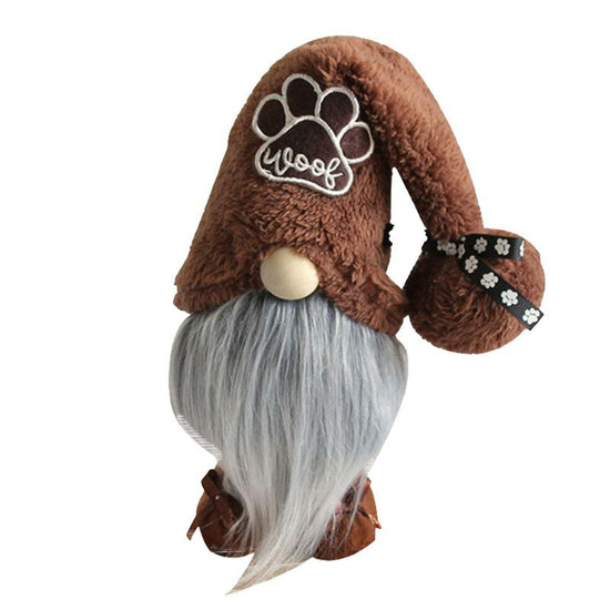 1pc Plush standing gnome doll — faceless old man figurine, festive tabletop ornament and gift.DOG series coffee hat gnome