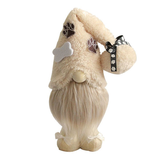 1pc Plush standing gnome doll — faceless old man figurine, festive tabletop ornament and gift.DOG series white hat gnome