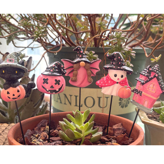 Halloween Pumpkin Skull Succulent Flower Pot Insert – Plant Pot Decoration, Resin Ornament