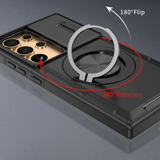 2-in-1 Magnetic Sliding Lens Case, Black for Samsung S24Ultra