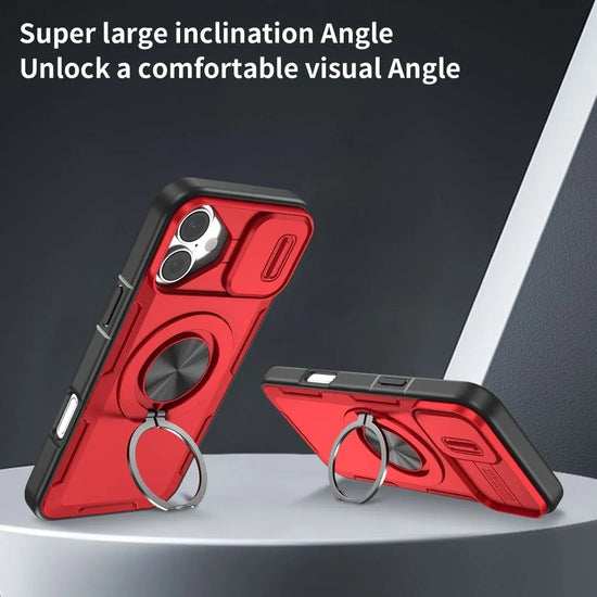 Red Warrior 2-in-1 Magnetic Sliding Lens Case Red for iPhone 17