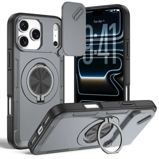 2-in-1 Magnetic Sliding Lens Case, Grey for iPhone 17 Pro Max