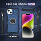 Red Warrior 2-in-1 Magnetic Sliding Lens Case blue for iPhone 14