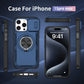 Red Warrior 2-in-1 Magnetic Sliding Lens Case blue for iPhone 15 Pro Max