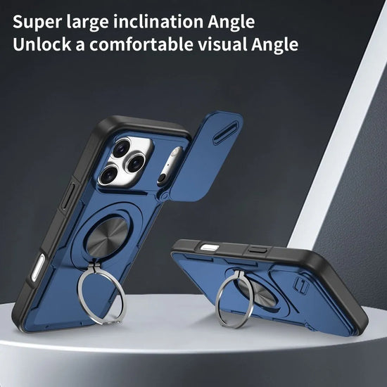 2-in-1 Magnetic Sliding Lens Case, Blue for iPhone 17 Pro Max