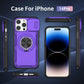 Red Warrior 2-in-1 Magnetic Sliding Lens Case Purple for iPhone 14 Pro