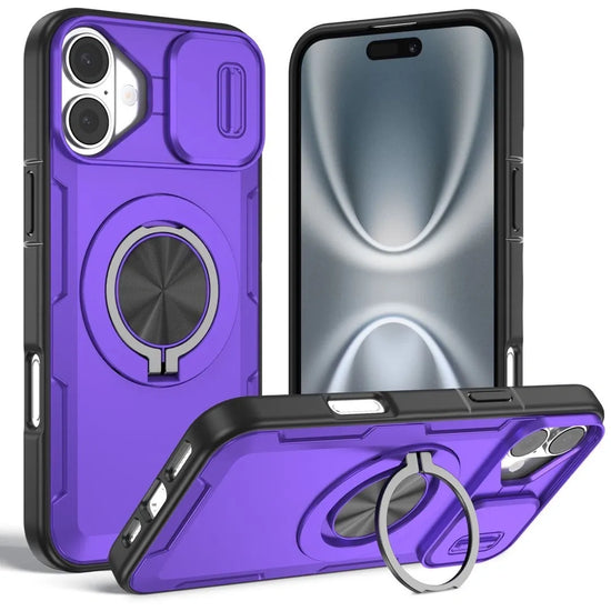 Red Warrior 2-in-1 Magnetic Sliding Lens Case Purple for iPhone 17