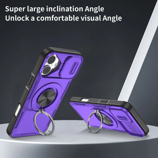 Red Warrior 2-in-1 Magnetic Sliding Lens Case Purple for iPhone 17