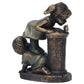 Girl Boy Drink Water Statue Garden Sculpture Resin Courtyard Ornament for Indoor Outdoor Decoration
