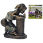 Girl Boy Drink Water Statue Garden Sculpture Resin Courtyard Ornament for Indoor Outdoor Decoration