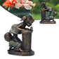Girl Boy Drink Water Statue Garden Sculpture Resin Courtyard Ornament for Indoor Outdoor Decoration