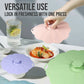 Food-Grade Silicone Stretchable Sealing Lids Set of 5 – Leak-Proof Reusable Covers for Bowls, Cups, Plates & Pots, BPA-Free, Heat Resistant to 230°C, Airtight Kitchen Freshness Keepers in Pastel Colors with Flower Knob (Pink)