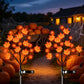 Solar Maple Leaf Branch Lights with 20 Warm LEDs, 8 Lighting Modes & IP65 Waterproof, Auto On/Off Garden Pathway Decor for Fall Harvest and Halloween Ambiance (3PCS, Pumpkin-Small  Maple)