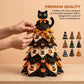 Spooky DIY Felt Halloween Tree Kit – Create a Whimsical Holiday Centerpiece with Pre-Cut Fabric, Plush Fill, and Adorable Ghostly Charms for Mantel, Desk, or Shelf Décor. (Large Black Cat)