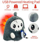 USB-Powered Plush Heating Pad with Cute Grim Reaper Design – Portable Warmth for Home, Office, Car, and Halloween-Themed Gifting (Grey)