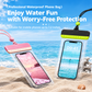 Waterproof Phone Pouch with Adjustable Lanyard, Touch-Sensitive Transparent Dry Bag for Swimming, Diving, Surfing, Hot Springs and Water Park Activities, Fits Most Smartphones (Black&Green)