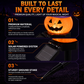 Halloween Solar Pathway Lights Set, 3 Spooky Designs Including Pumpkin with Witch Hat, Cute Ghost, and Faux Campfire, Warm Glow, Auto On/Off, Waterproof Solar Stake Lights for Outdoor Garden Yard Path Decor (Flame, 3PCS)