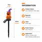 Halloween Solar Pathway Lights Set, 3 Spooky Designs Including Pumpkin with Witch Hat, Cute Ghost, and Faux Campfire, Warm Glow, Auto On/Off, Waterproof Solar Stake Lights for Outdoor Garden Yard Path Decor (Flame, 3PCS)