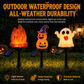 Halloween Solar Pathway Lights Set, 3 Spooky Designs Including Pumpkin with Witch Hat, Cute Ghost, and Faux Campfire, Warm Glow, Auto On/Off, Waterproof Solar Stake Lights for Outdoor Garden Yard Path Decor (Ghost, 2PCS)