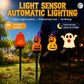 Halloween Solar Pathway Lights Set, 3 Spooky Designs Including Pumpkin with Witch Hat, Cute Ghost, and Faux Campfire, Warm Glow, Auto On/Off, Waterproof Solar Stake Lights for Outdoor Garden Yard Path Decor (Ghost, 3PCS)