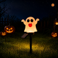 Halloween Solar Pathway Lights Set, 3 Spooky Designs Including Pumpkin with Witch Hat, Cute Ghost, and Faux Campfire, Warm Glow, Auto On/Off, Waterproof Solar Stake Lights for Outdoor Garden Yard Path Decor (Pumpkin, 2PCS)