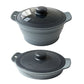Foldable Food-Grade Silicone Steamer Pot with Lid and Steamer Rack – Space-Saving Collapsible Cookware for Microwave, Freezer, Camping, and Outdoor Meals, Effortless Storage and Versatile Kitchen Companion (Round Style, Dark Blue)