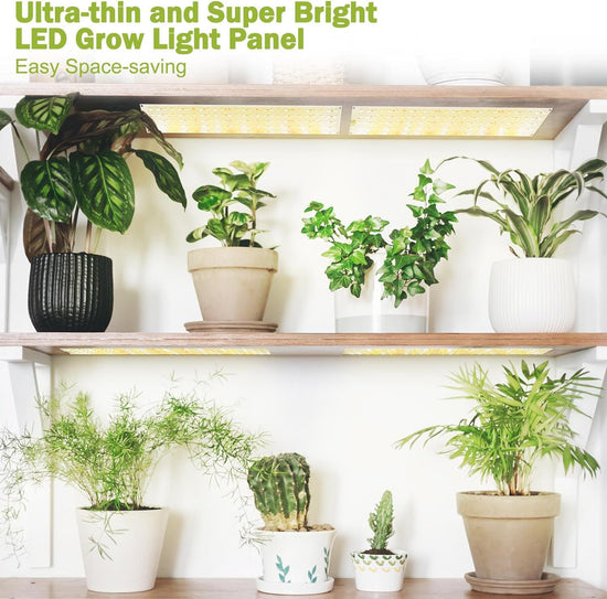 Indoor Full Spectrum LED Plant Grow Light Panel with Smart Timer – Adjustable Brightness, 3 Lighting Modes, and Auto On/Off for Seedlings, Succulents, Herbs, and Potted Plants in Shelves, Racks, or Cabinets (30×8 Four Heads + Adapter)
