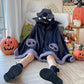 Cozy Bat Hooded Cloak Blanket for Halloween Costumes, Lounge, and Themed Events (black)
