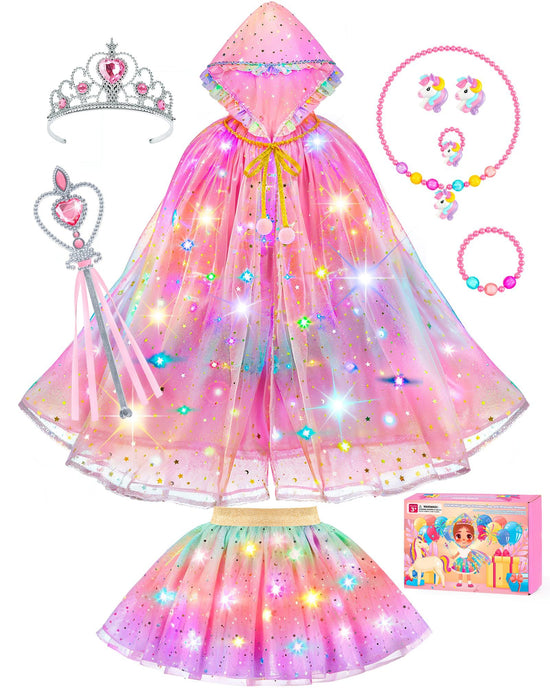 Girls Princess Role Play Set for Birthday Parties, Tea Time, Dress-Up Games & Performances (Pink)