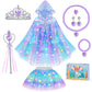 Light-up Princess Dress-Up Set for Girls, Ideal for Parties, Play & Special Occasions (Blue-Purple)