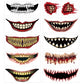 10 Horror Mouth Temporary Tattoos for Halloween Costumes, Cosplay, Spooky Makeup (Red)