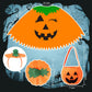 Womens Winking Pumpkin Poncho, Headband & Trick-or-Treat Bucket Set for Halloween Costume (Orange)