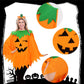 Womens Winking Pumpkin Poncho, Headband & Trick-or-Treat Bucket Set for Halloween Costume (Orange)