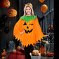 Womens Winking Pumpkin Poncho, Headband & Trick-or-Treat Bucket Set for Halloween Costume (Orange)