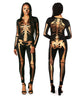 Skeleton Printed Bodysuit for Halloween Costume Parties & Themed Events, XXXL (Apricot)