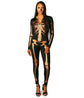 Skeleton Printed Bodysuit for Halloween Costume Parties & Themed Events, XXXL (Apricot)