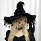 Black Witch Hat Star Ornaments Halloween Accessory Cosplay Hat Themed Party Hat - Green - Size 01