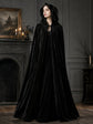 Black Velvet Cape Hooded Cape Cosplay Cape Halloween Costume Cape Party Cape - Black - Size M