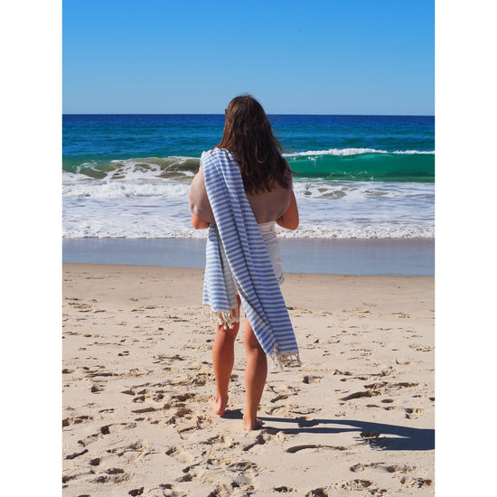 PORTSEA TURKISH COTTON TOWEL - SKY BLUE