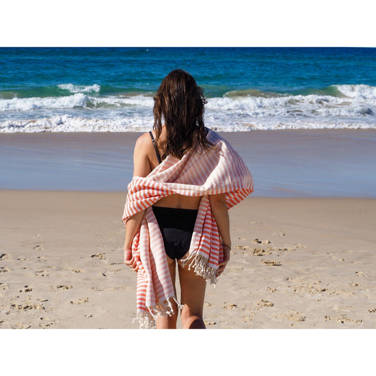 PORTSEA TURKISH COTTON TOWEL - CORAL