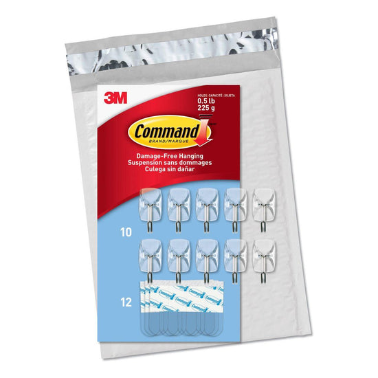 Command Small Clear Wire Value Pack, 10 Hooks and 12 Strips, CL067-10NA